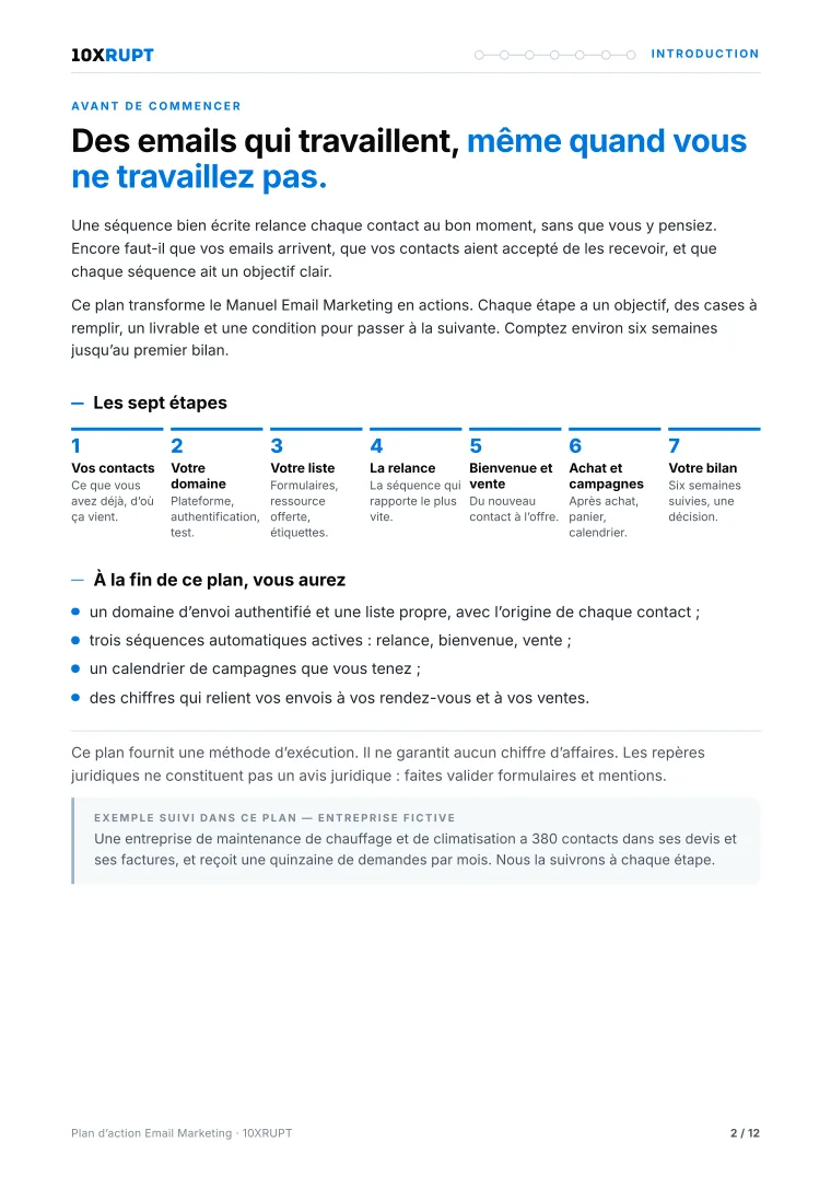 Extrait du plan d’action — Kit Email 10XRUPT