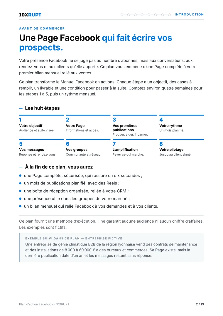 Extrait du plan d’action — Kit Facebook 10XRUPT